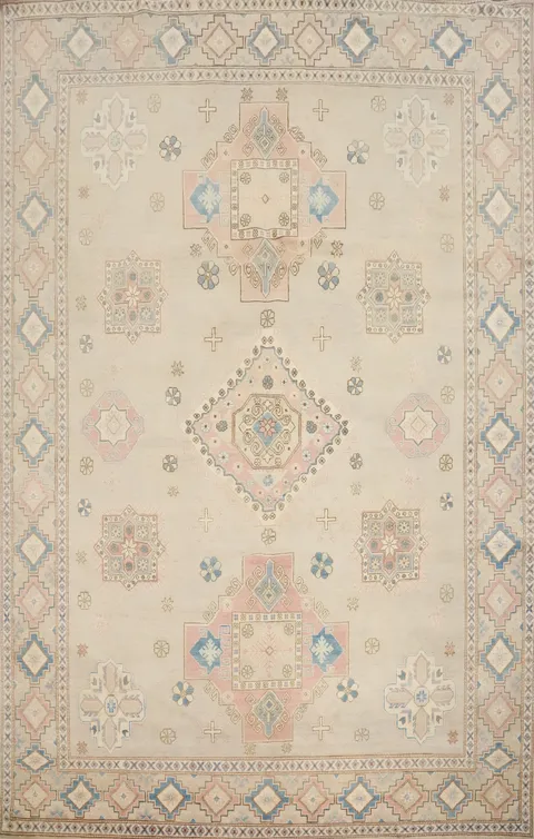 Vegetable Dye Kazak Geometric Large Area Rug 10x13