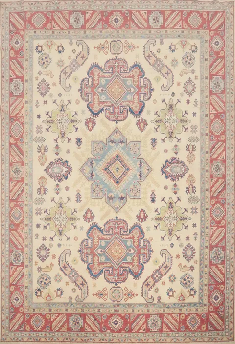 Geometric Kazak Vegetable Dye Area Rug 8x10