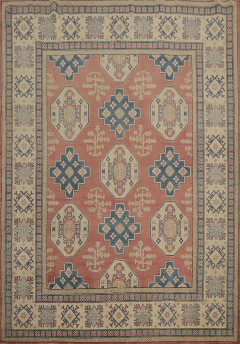 Vegetable Dye Kazak Geometric Area Rug 8x10