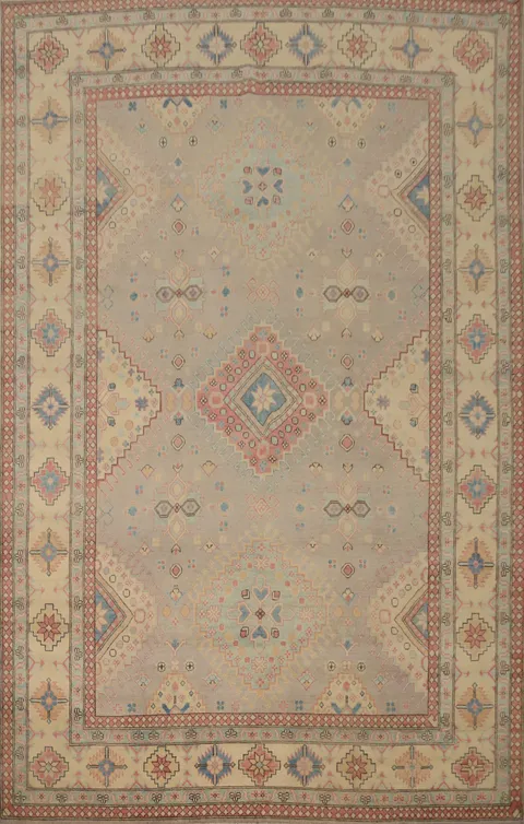 Vegetable Dye Kazak Geometric Large Area Rug 9x12
