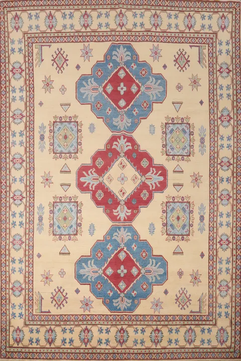 Vegetable Dye Kazak Geometric Large Area Rug 9x12