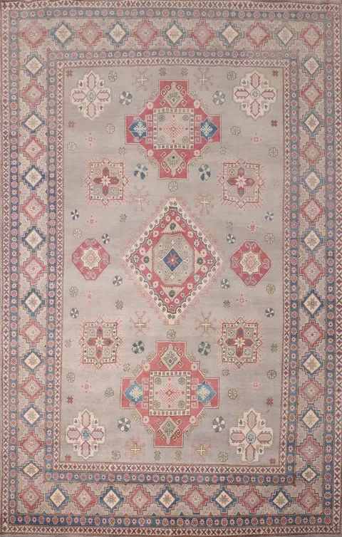 Geometric Kazak Vegetable Dye Area Rug 10x13