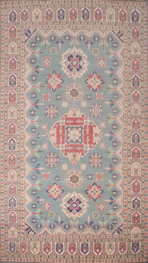 Geometric Kazak Vegetable Dye Large Rug 9x16