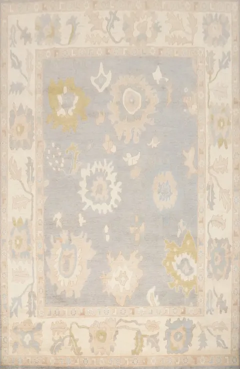 Handcrafted Blue and Beige Area Rug 9x12