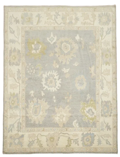 Handcrafted Blue and Beige Area Rug 9x12