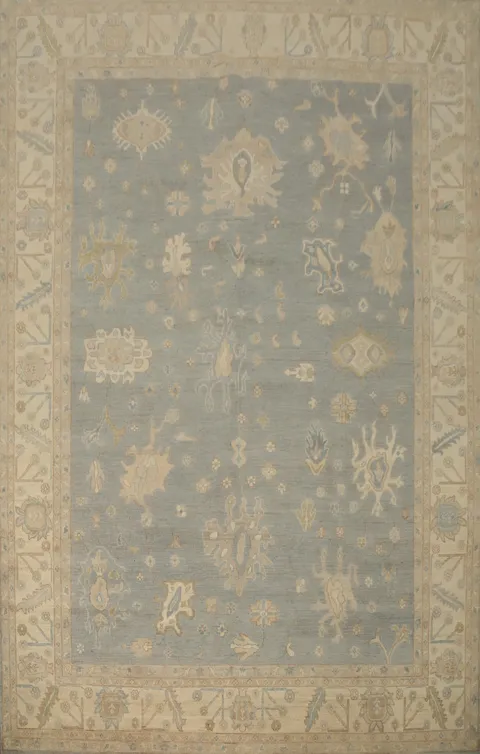 Handmade Floral Oushak Vegetable Dye Area Rug 9x12