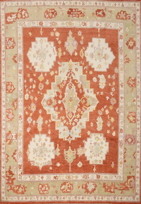 Orange Wool Oushak Vegetable Dye Area Rug 8x10