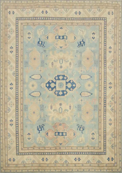 Light Blue Kazak Vegetable Dye Area Rug 8x10
