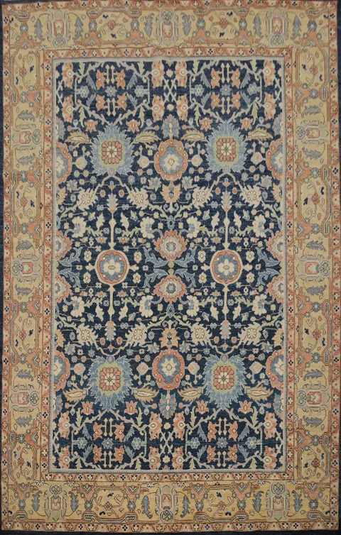 Navy Blue Oushak Vegetable Dye Area Rug 9x12