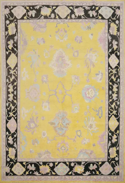 Artistic Yellow Area Rug with Intricate Patterns 9x12