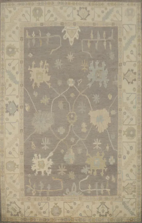 Handmade Gray Oushak Vegetable Dye Large Rug 10x14