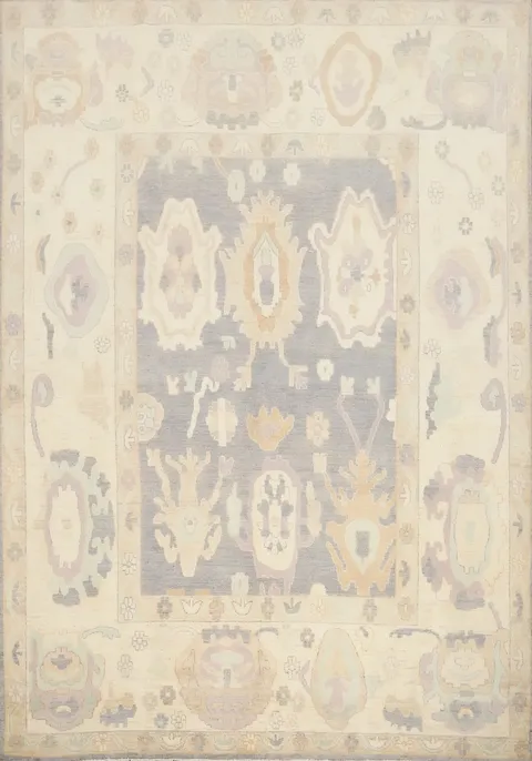 Gray Wool Oushak Vegetable Dye Area Rug 8x10