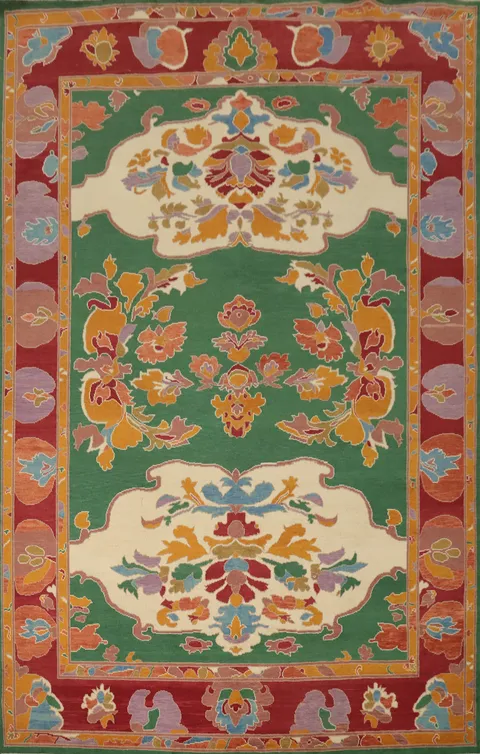 Vegetable Dye Green Oushak Large Area Rug 9x12