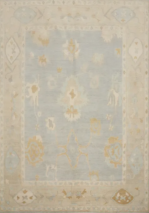 Gray Wool Oushak Vegetable Dye Area Rug 8x10