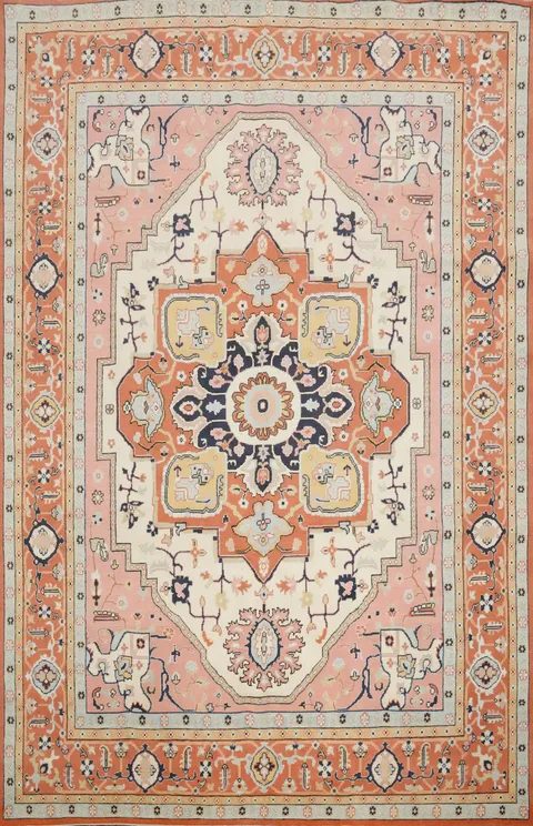 Geometric Wool Heriz Serapi Vegetable Dye Area Rug 8x10
