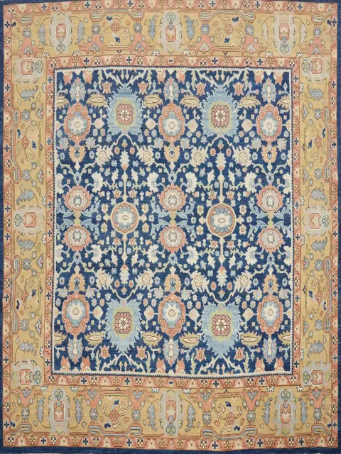 Vegetable Dye Blue Oushak Square Area Rug 10x10