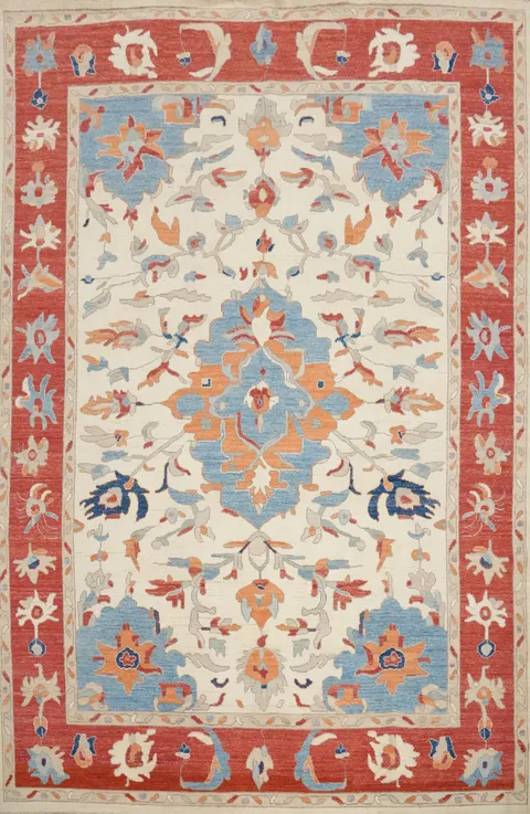 Handcrafted Oriental Rug with Stunning Medallion and Floral Motifs 9x12