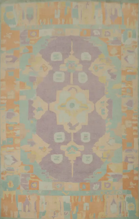 Pastel Purple Wool Oushak Vegetable Dye Large Rug 10x13