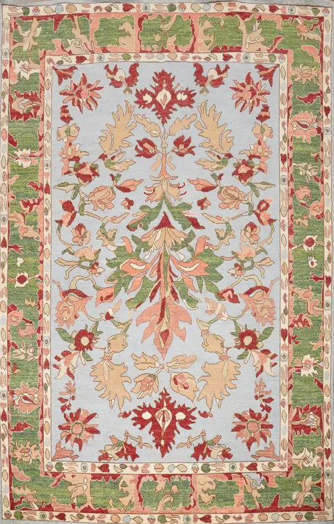 Floral Handwoven Rug with Pastel Colors 9x12