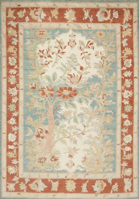 Floral Wool Oushak Vegetable Dye Area Rug 8x10