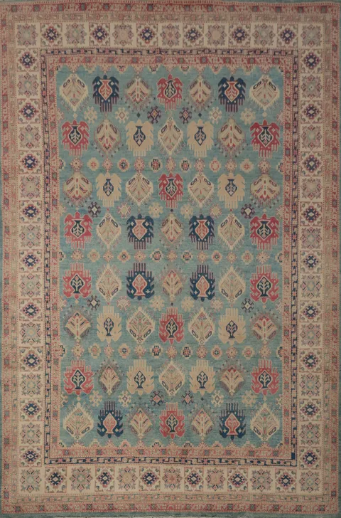 Vegetable Dye Kazak Large Area Rug 9x12
