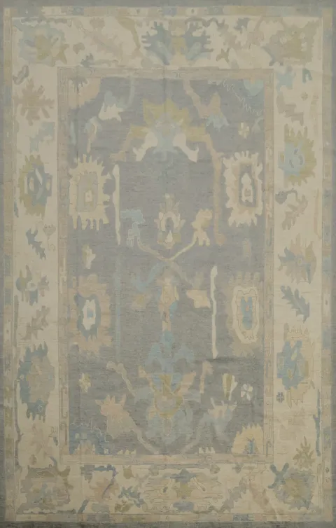 Vegetable Dye Oushak Gray Wool Large Rug 10x14