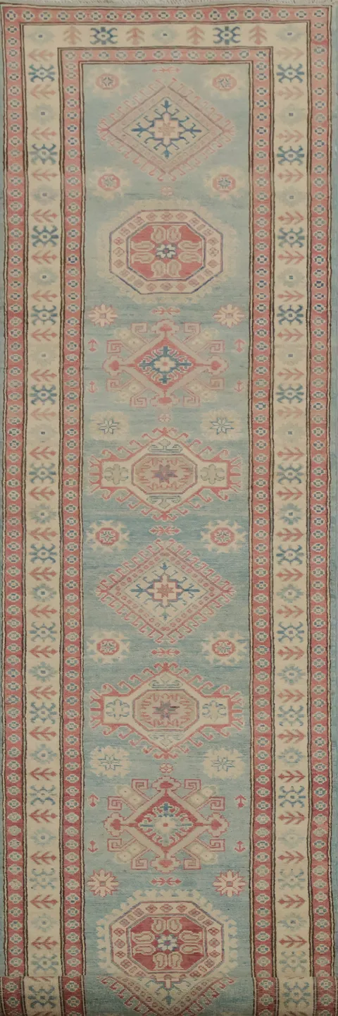 Vegetable Dye Kazak Wool Runner Rug 3x13