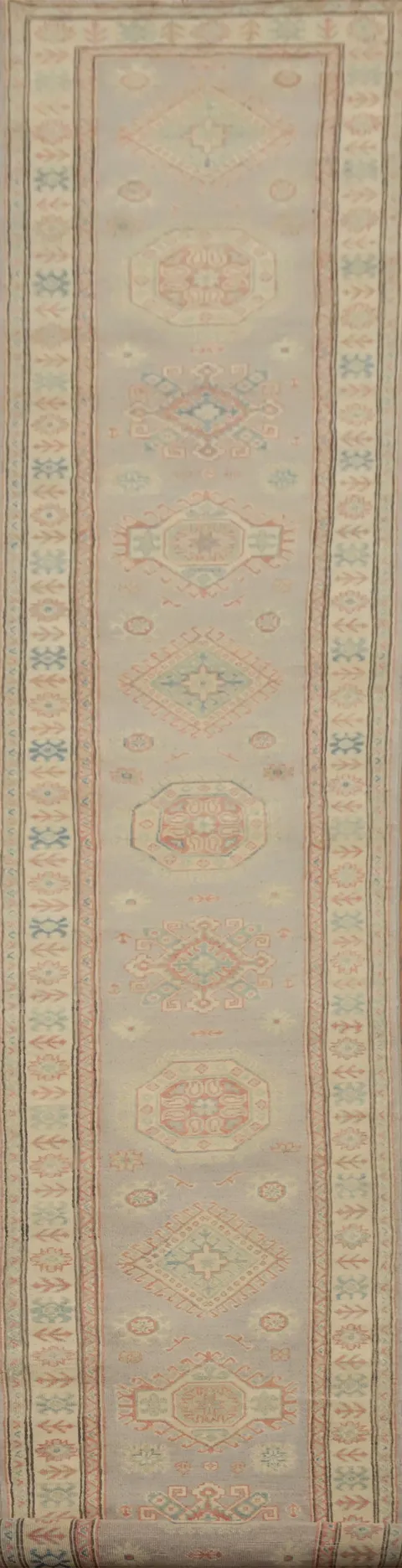 Vegetable Dye Kazak Handmade Runner Rug 3x20
