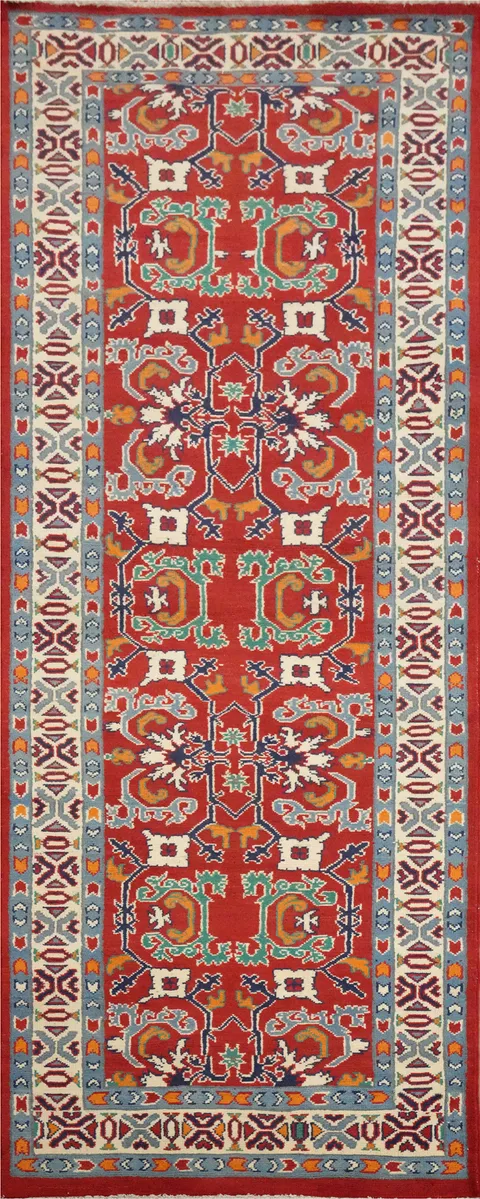 Vegetable Dye Heriz Serapi Handmade Wool Runner Rug 3x9