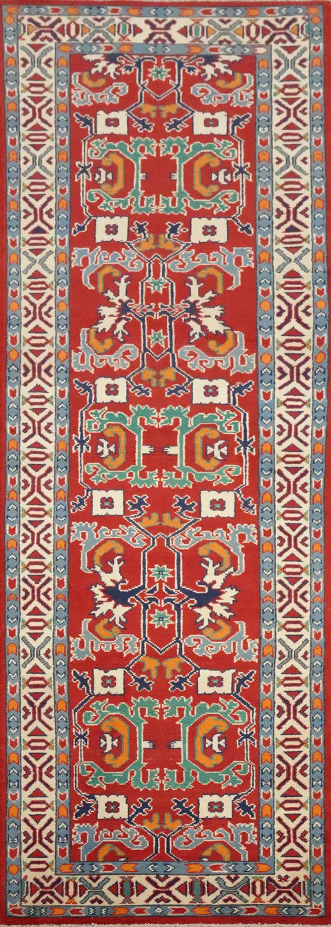 Handmade Heriz Serapi Vegetable Dye Runner Rug 3x10