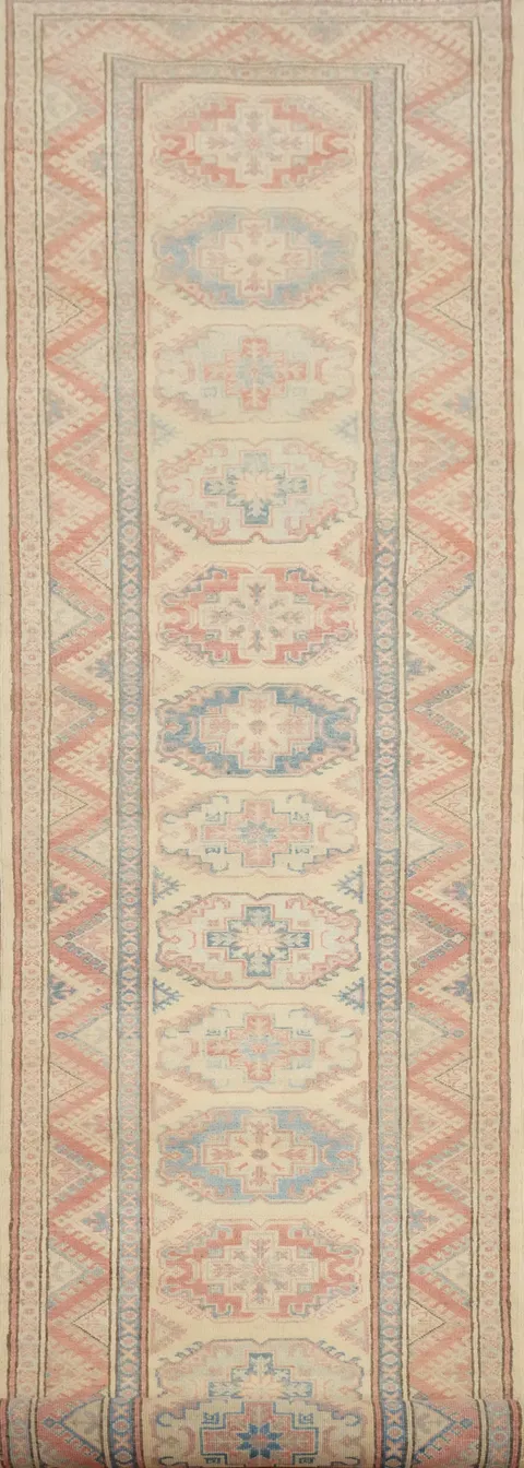 Vegetable Dye Kazak Handmade Runner Rug 3x14