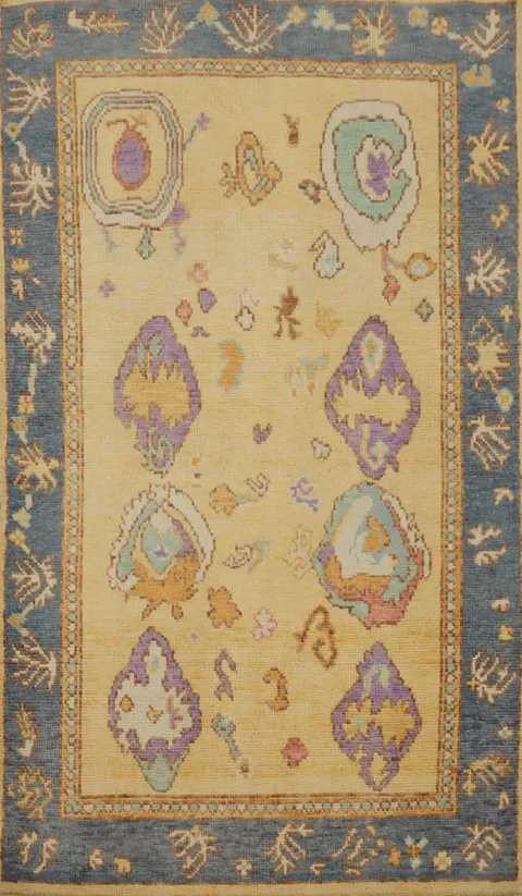 Vegetable Dye Oushak Handmade Rug 3x5