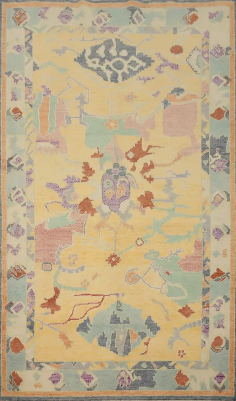 Vegetable Dye Oushak Oriental Rug 4x7
