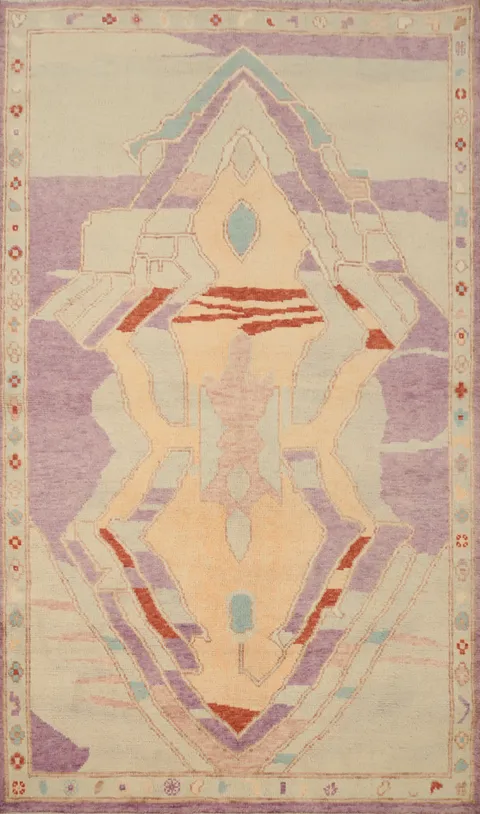 Vegetable Dye Oushak Handmade Wool Rug 4x7