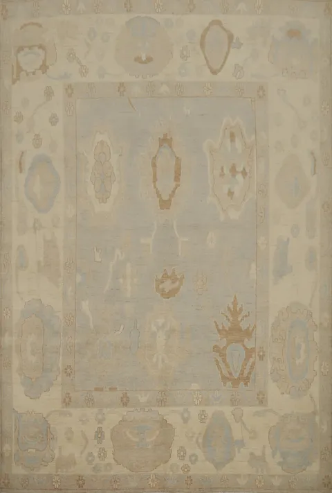 Muted Gray Wool Oushak Vegetable Dye Area Rug 8x10