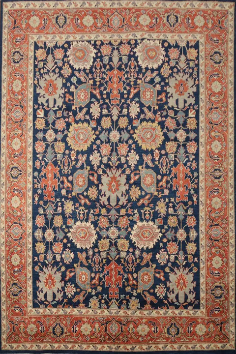 Blue Floral Ziegler Vegetable Dye Area Rug 8x10