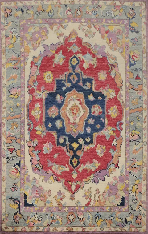 Vegetable Dye Oushak Handmade Wool Rug 5x7