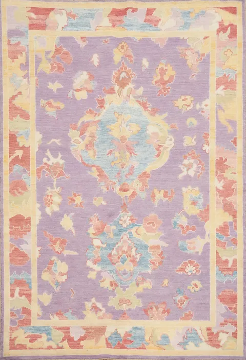 Light Purple Wool Oushak Vegetable Dye Rug 5x7
