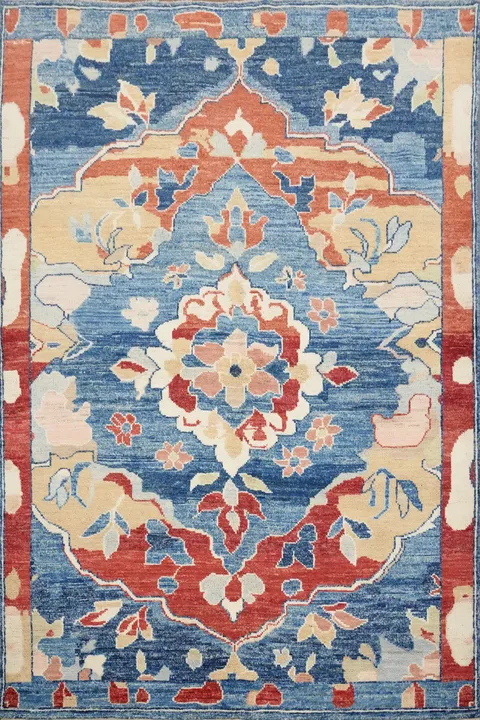 Vegetable Dye Oushak Handmade Wool Rug 5x7