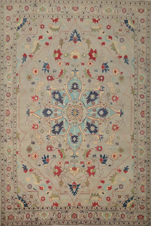 Floral Wool Medallion Kazak Vegetable Dye Area Rug 8x10
