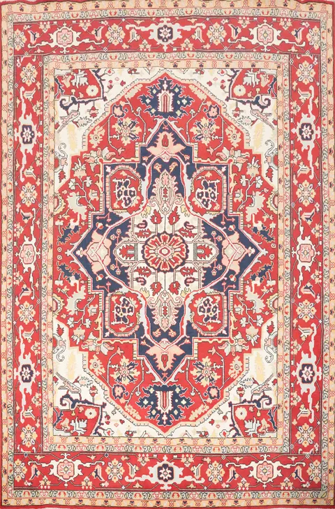 Vegetable Dye Heriz Serapi Geometric Area Rug 8x10
