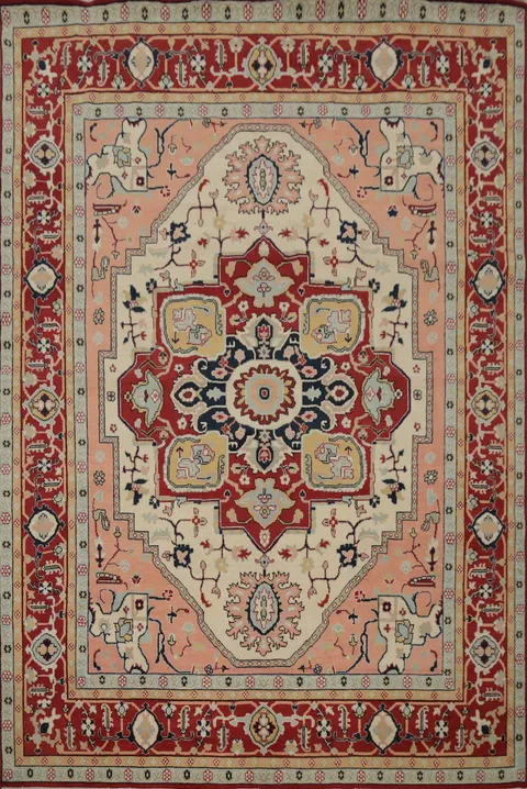 Geometric Wool Heriz Serapi Vegetable Dye Area Rug 8x10