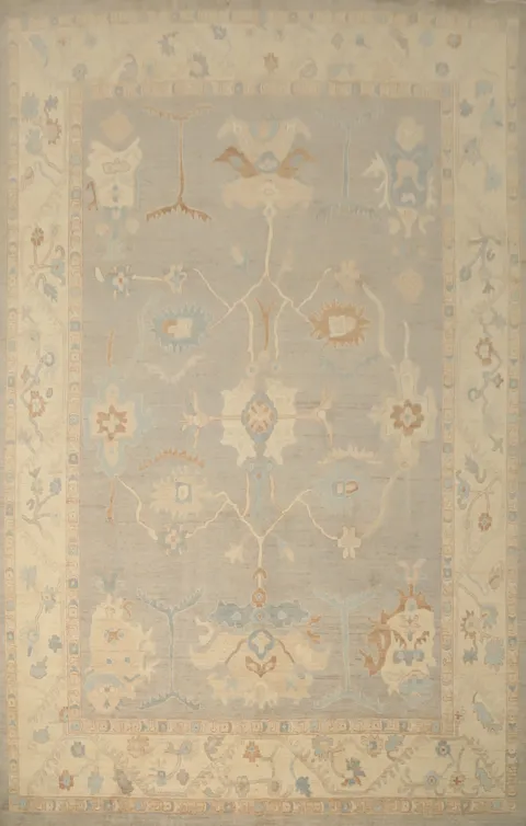 Gray Wool Oushak Vegetable Dye Large Rug 10x14