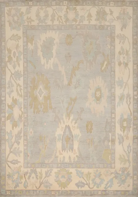 Vegetable Dye Oushak Gray Wool Area Rug 8x10