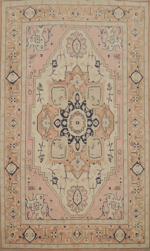 Vegetable Dye Heriz Serapi Geometric Wool Area Rug 6x9