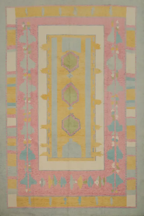 Geometric Area Rug in Soft Hues and Bold Patterns 9x12
