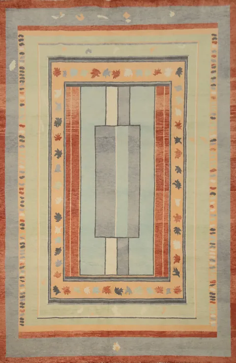 Vegetable Dye Geometric Gabbeh Persian Area Rug 6x9