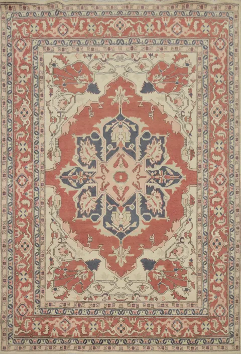 Medallion Wool Heriz Serapi Vegetable Dye Area Rug 8x10