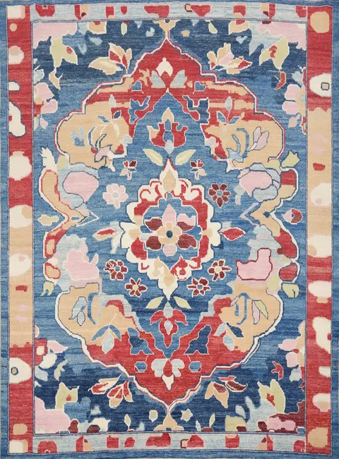 Vegetable Dye Blue Oushak Square Area Rug 8x8