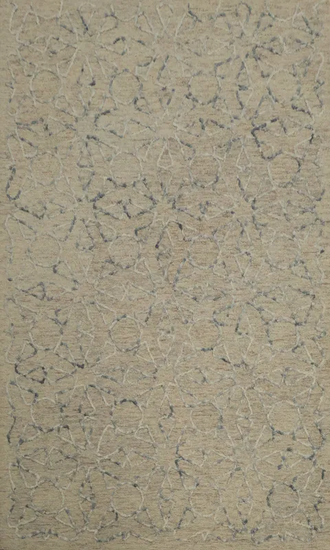 Chic Beige Carpet with Delicate Circular Pattern Accents Area Rug 5x8